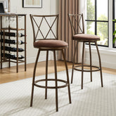 Set of 2 Industrial Bar Stools with Footrest, Brown